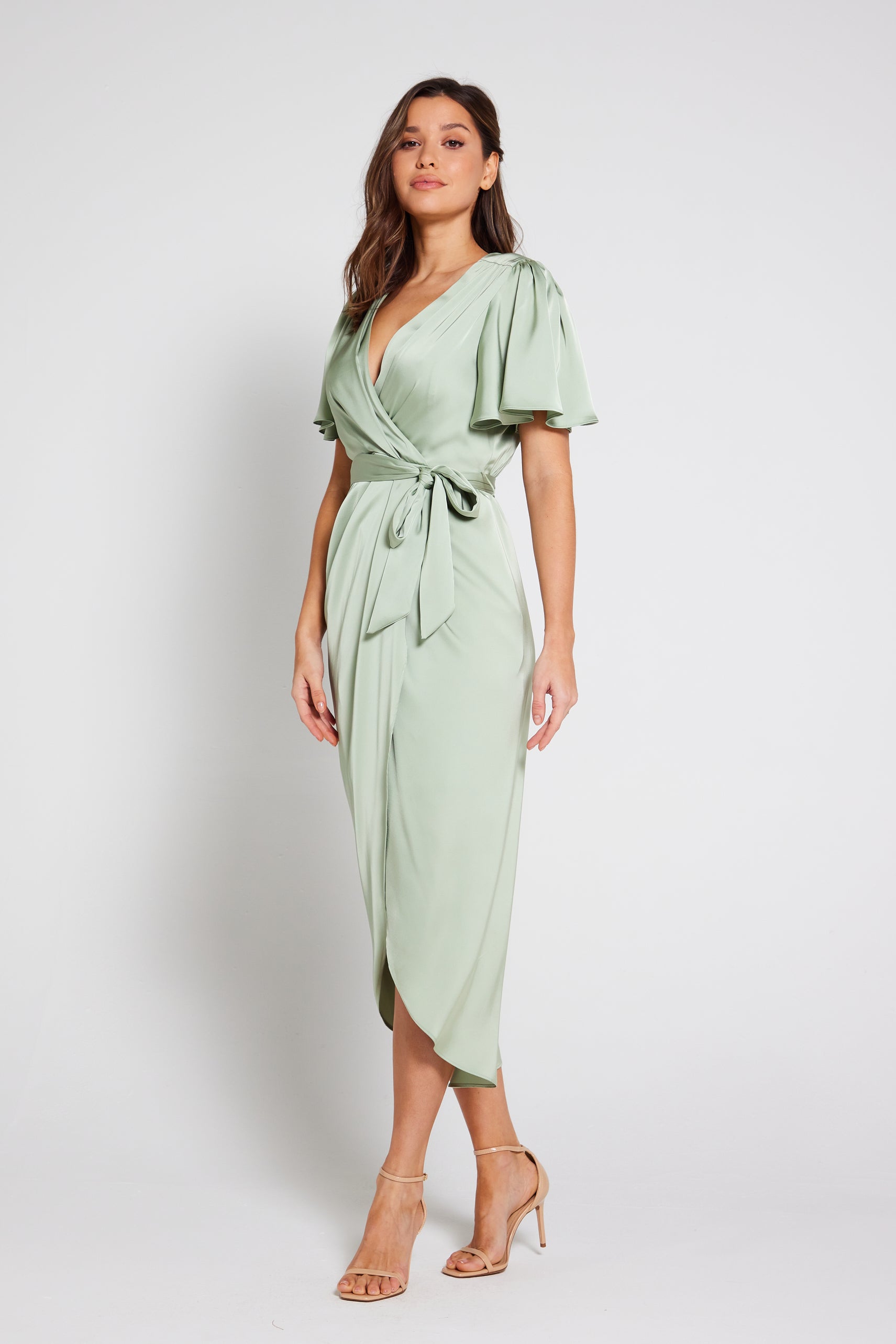 Sage Green Wrap Dress