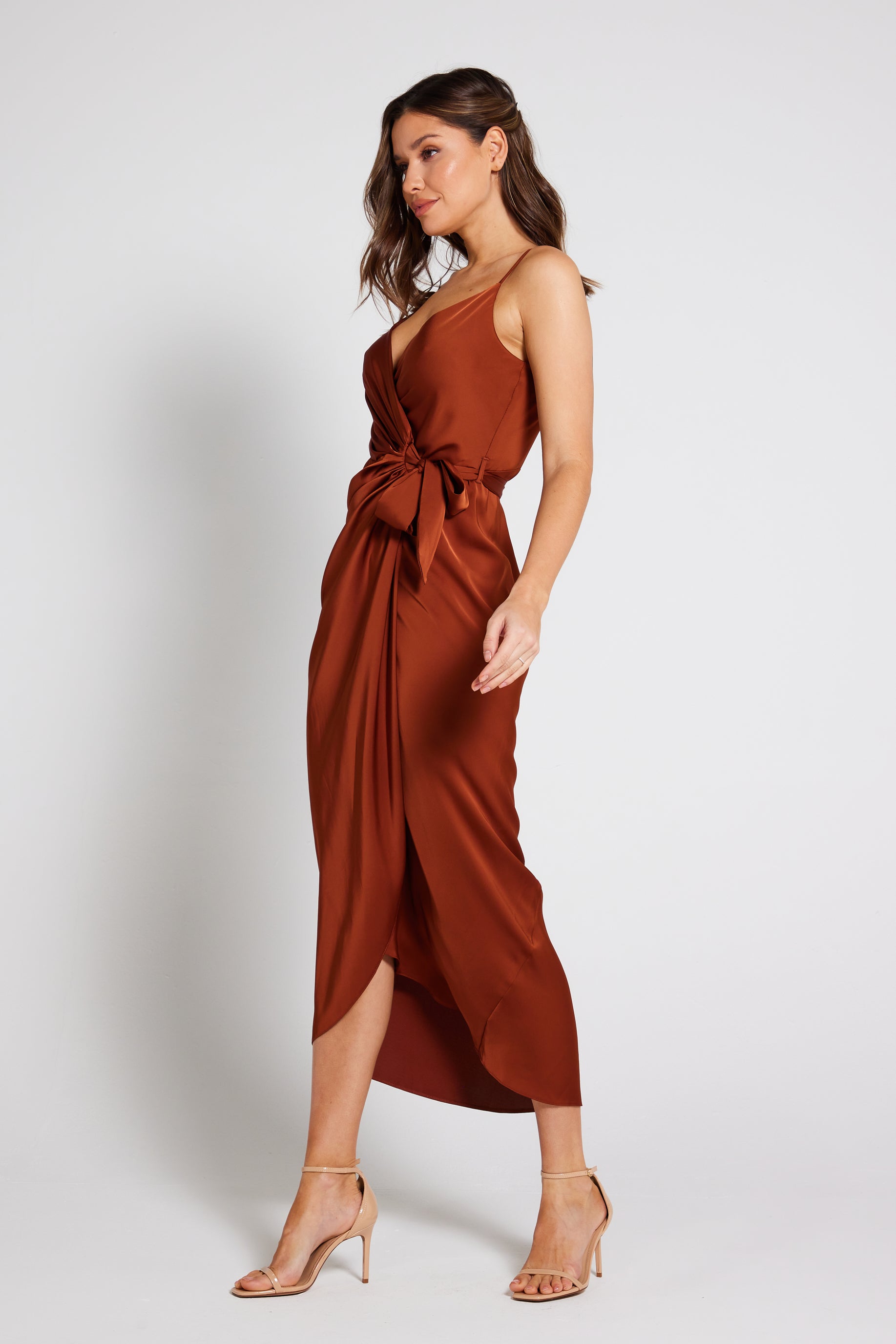 Rust Brown Button Down Dress Design by Deme by Gabriella at Pernia's Pop Up  Shop 2024