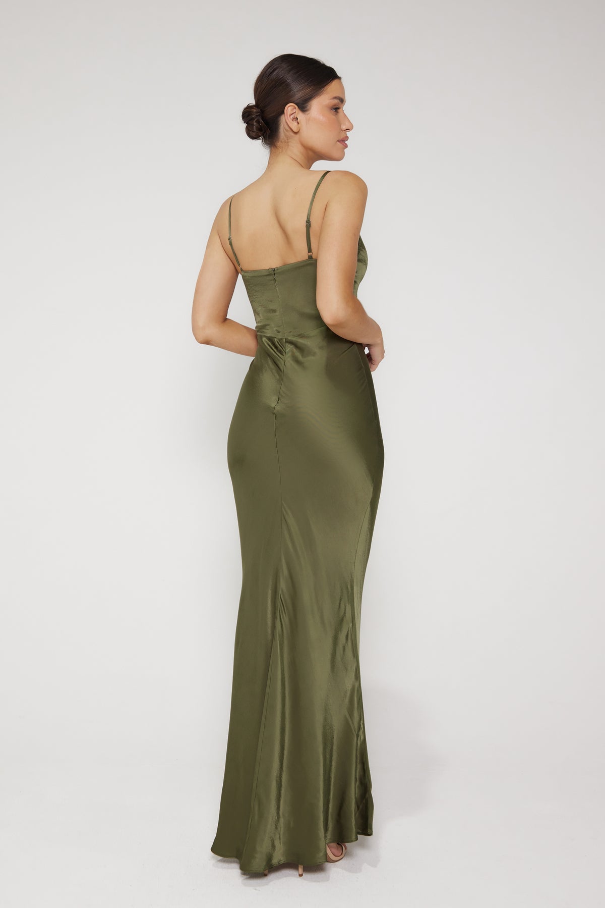 Ada V Neck Slip Maxi Dress - Khaki