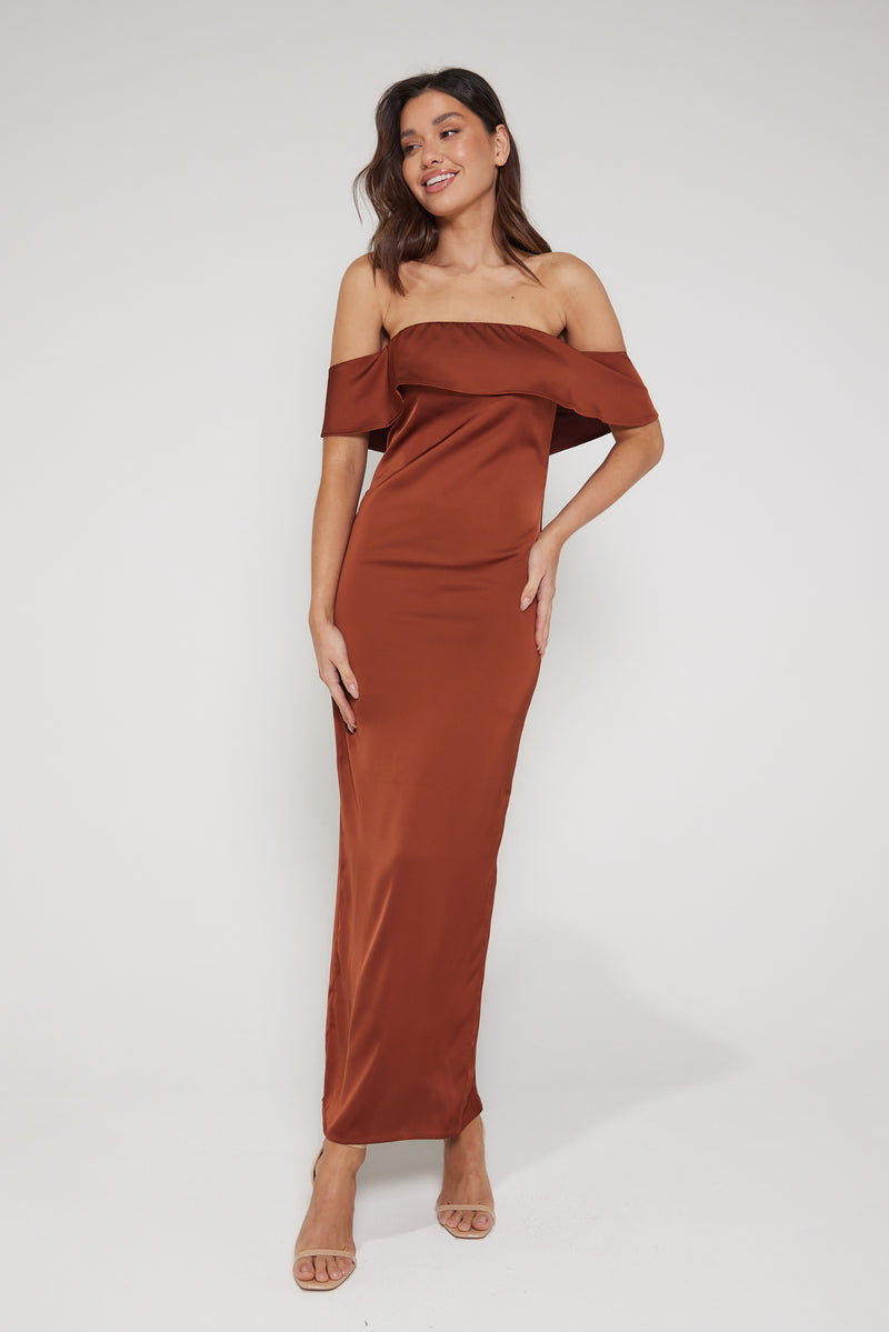 Aimee Bardot Maxi Dress - Rust