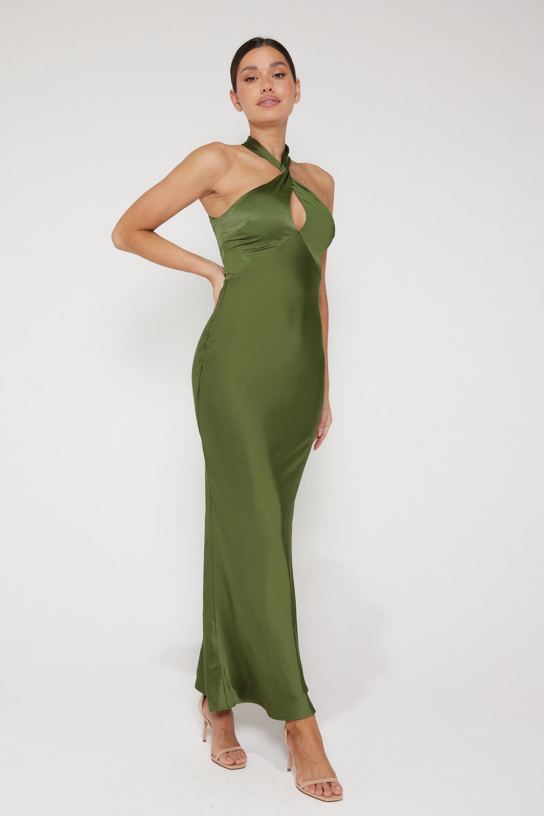 Green silk dress uk hotsell