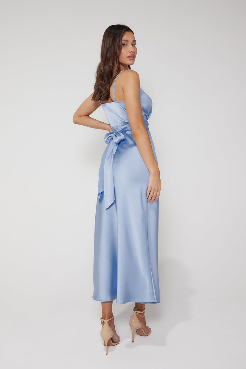 Louisa Tie Waist Cami Wrap Maxi Dress - Ice Blue