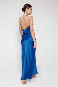 Monica One Shoulder Satin Maxi Dress - Royal Blue