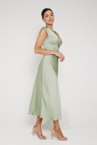 Bianca Short Sleeve V Neck Dress - Sage Green