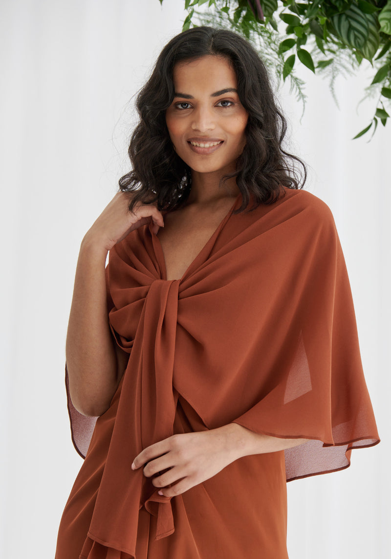 Sheer Cover Up Shawl - Rust