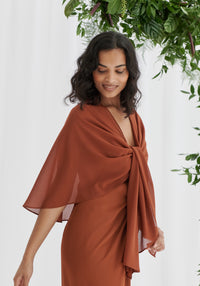 Sheer Cover Up Shawl - Rust