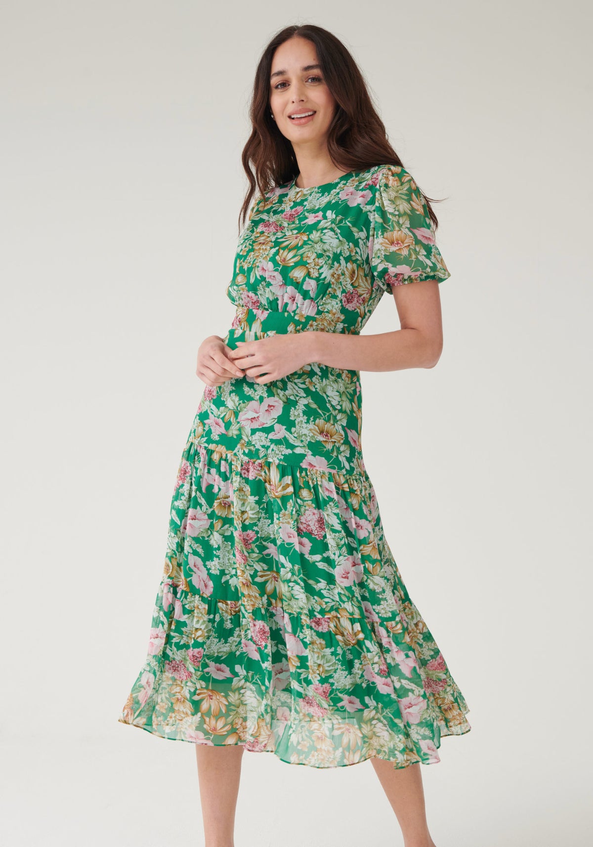 Green Floral Christening Dress - Christening Dresses for Women - Green and pink floral dress for women UK