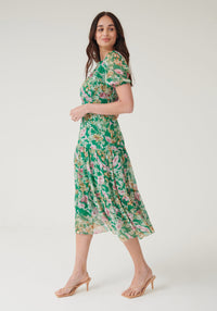Green Floral Wedding Guest Dress - Dresses for Wedding Guests - Green flower dress for wedding guests - Women's dresses UK